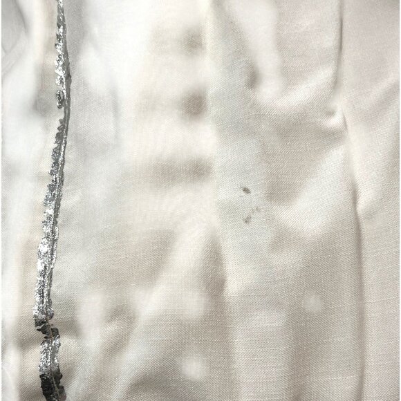 Cloth & Stone XS White Tencel Button-Down Shirt W/ Frayed Hem & Pocket - Picture 9 of 12